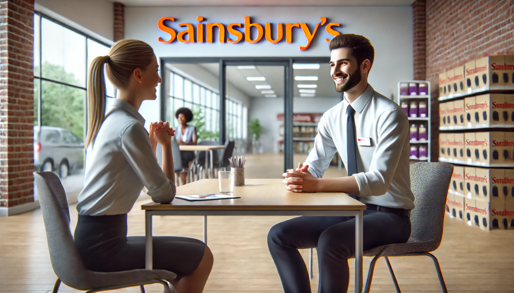 Image of someone having an interview at Sainsbury's.